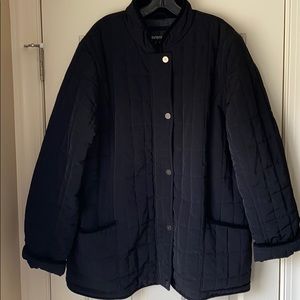 AVENUE black quilted jacket with velvet trim!!